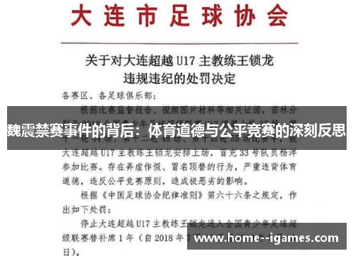 魏震禁赛事件的背后：体育道德与公平竞赛的深刻反思
